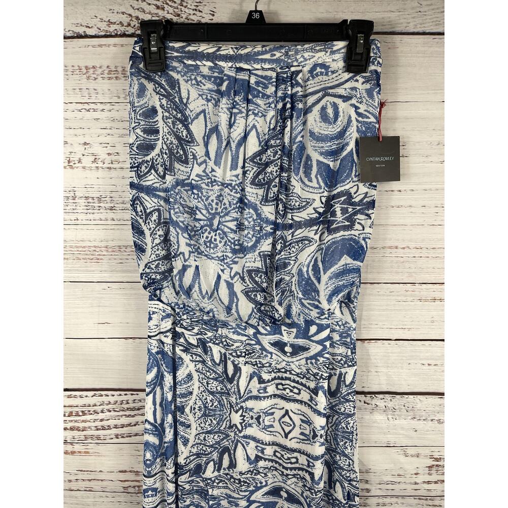 Cynthia Rowley Dress Women's SZ XS Blue White Maxi Lined Paisley Boho Sleeveless - Picture 3 of 10